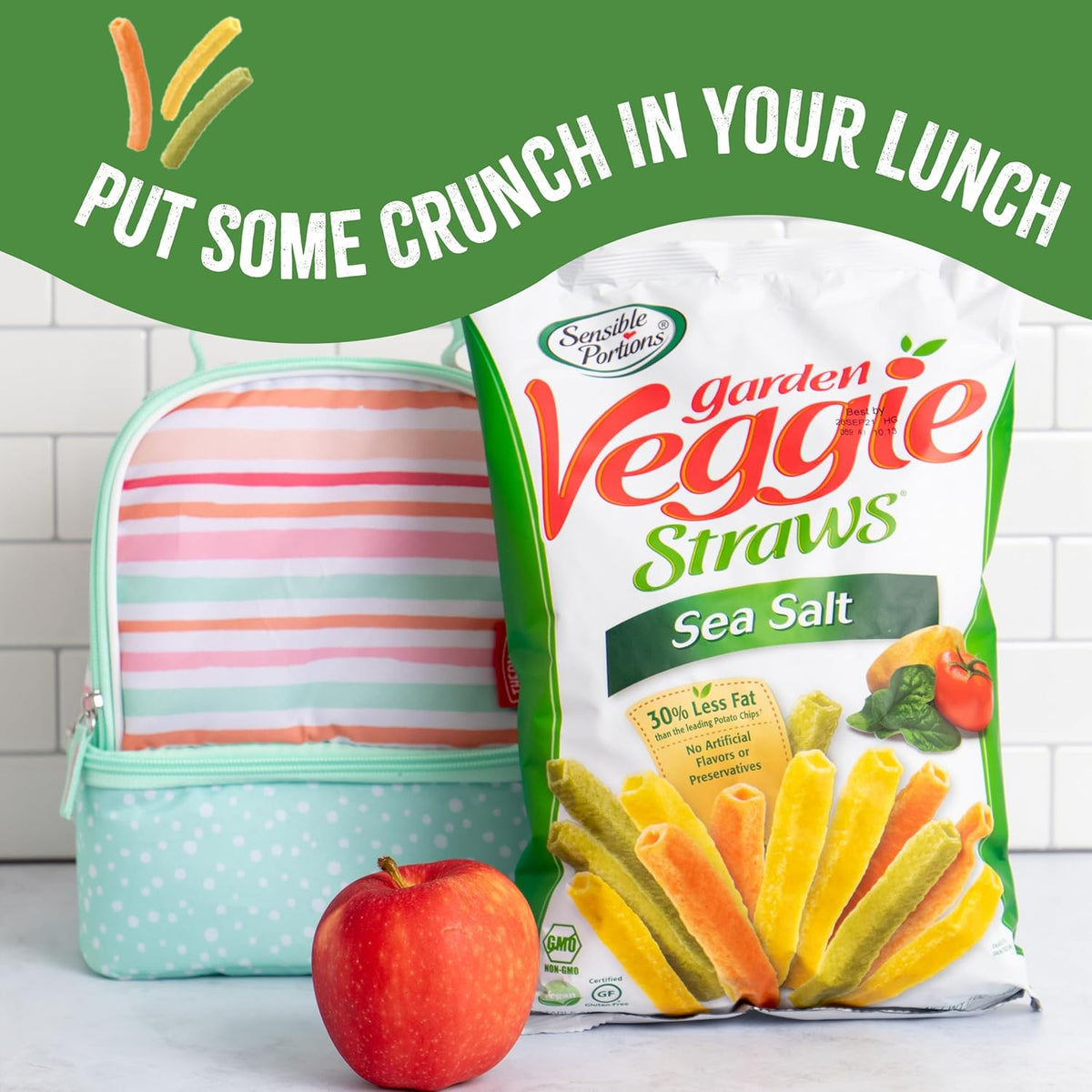 Sensible Portions Garden Veggie Snacks - Veggie Straws, Gluten Free, Snack Size Sea Salt, 1 Oz (Pack of 24)
