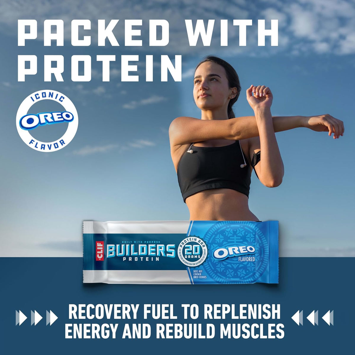 CLIF BUILDERS Protein Bars - OREO-Flavored - 20g Plant Based Protein - Gluten Free - Non-GMO - Low Glycemic - No Artificial Sweeteners - 2.4 oz. (12 Pack)