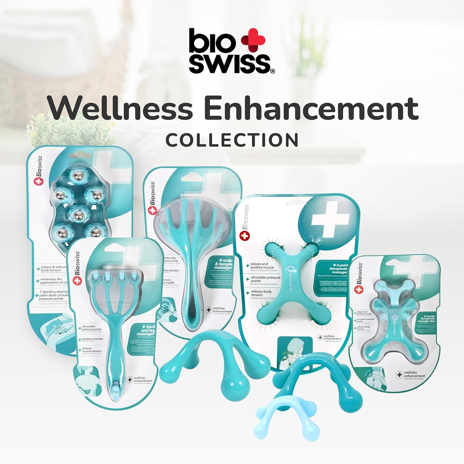 BioSwiss 2-Pack Handheld Full Body Massager for Back, Neck, and Shoulder