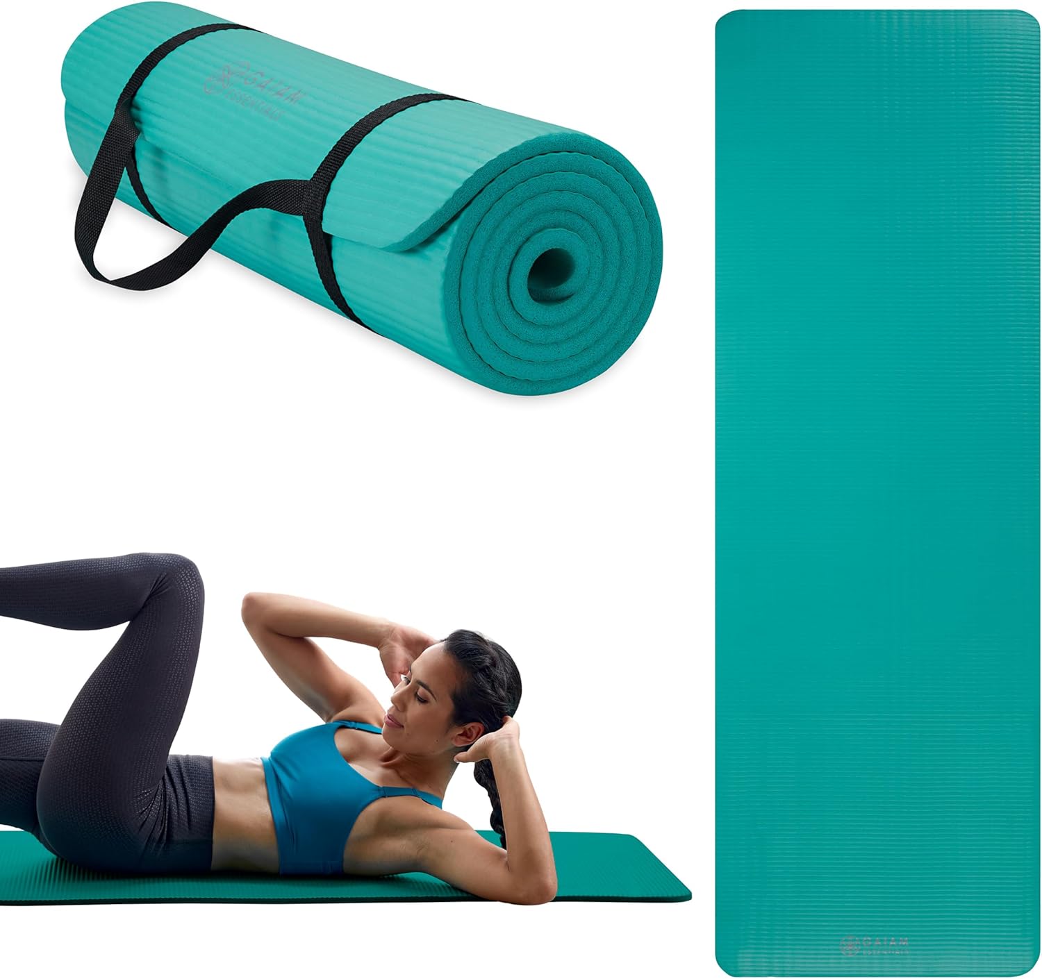 Gaiam 10mm Yoga Mat with Carrying Strap for Home Workouts