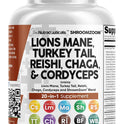 Clean Nutraceuticals Lions Mane 20in1 Mushroom Supplement with Turkey Tail Reishi Cordyceps Chaga Maitake Meshima Poria Cocos Shiitake Oyster Porcini Enoki - 1 Pack