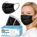NNPCBT 100PCS 3 Ply Black Disposable Face Mask Filter Protection