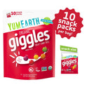 YumEarth Organic Giggles Chewy Candy - Allergy Friendly (Top 9 Free), No Artificial Dyes, Non GMO, Gluten Free, Vegan - Individually Wrapped Fruity Snack Packs - 0.5 Ounce (Pack of 10)