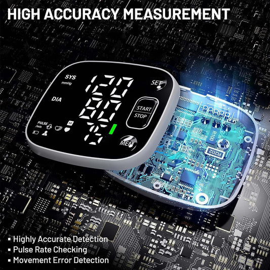 Oklar Rechargeable Wrist Digital Blood Pressure Monitor with LED Display