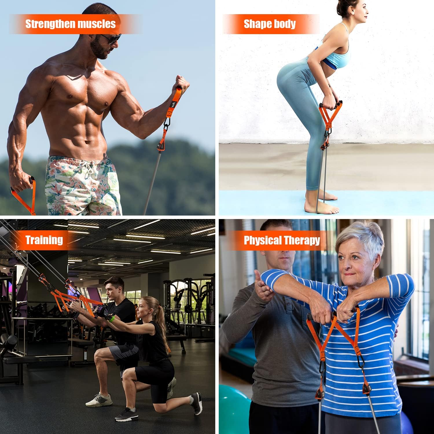 HPYGN Heavy Resistance Bands 300LBS Exercise Bands Set