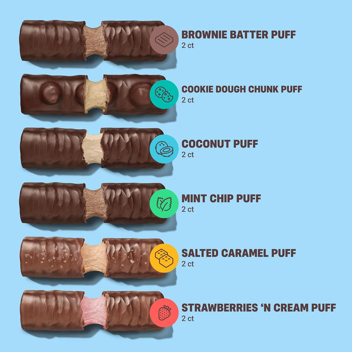 Built Bar, Puff Protein Bars, Variety Pack, Collagen, On-the-go Snacks, Breakfast Bar, Mixed Sampler, 12 Pack
