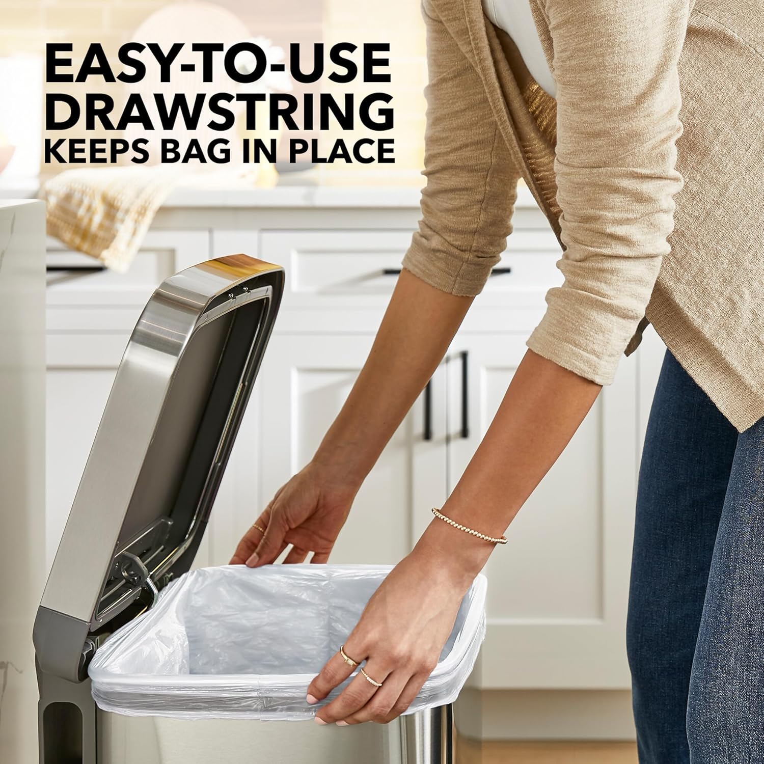 Glad Tall Kitchen Drawstring Trash Bags - Odorshield 13 Gallon White Trash Bag, Febreze Fresh Clean, 110 Count