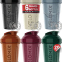 VELOMIX 6-Pack 20oz Protein Shaker Bottles - Leak-Proof, Dishwasher Safe