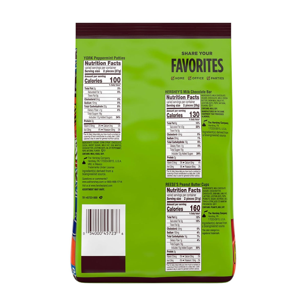 HERSHEY'S Assorted Chocolate Flavored Candy Party Pack, 30.22 oz