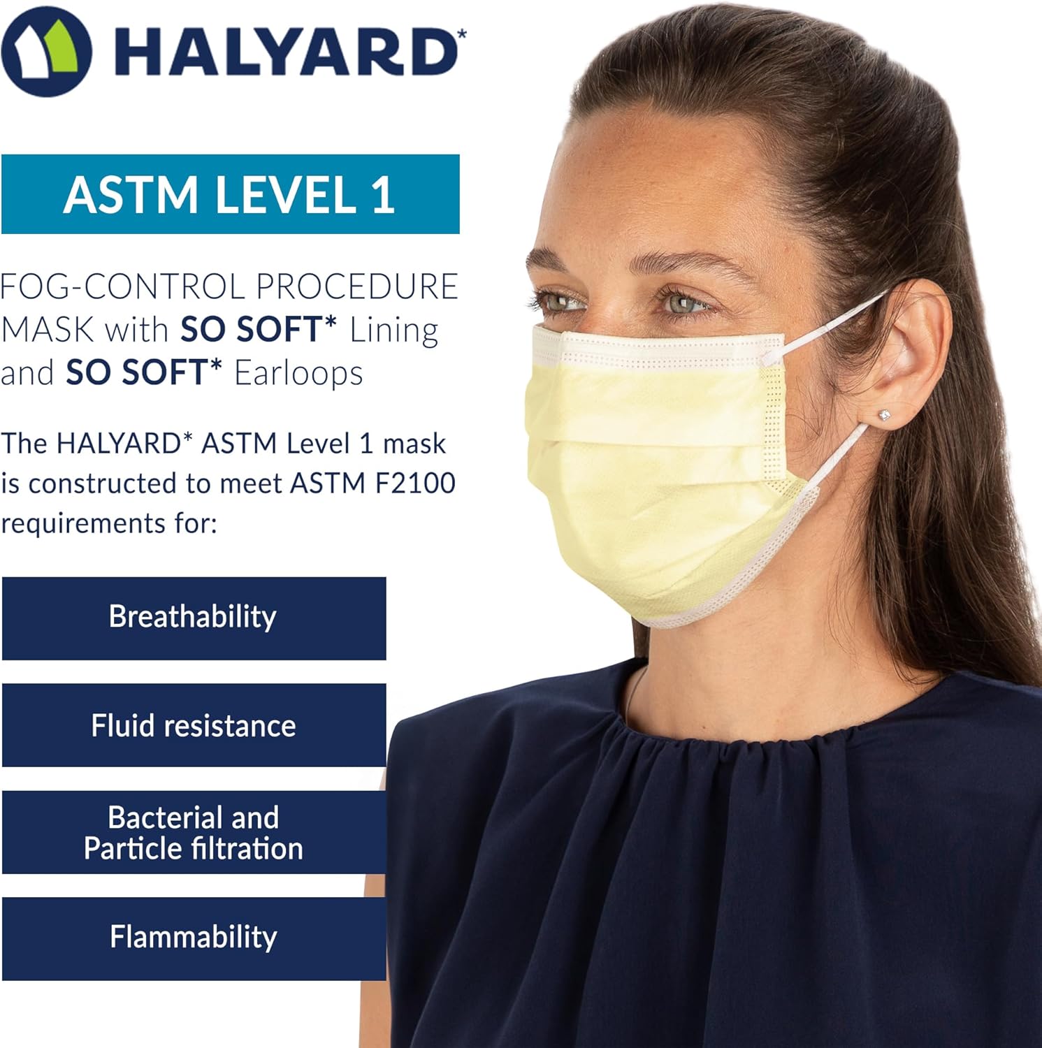 Halyard Fluidshield 1 Level 1 Yellow Disposable Procedure Mask