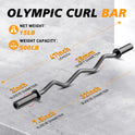 Olympic EZ Curl Barbell Bar - 47" Chrome Curling Bar for Weight Lifting, Squats, Biceps (500lb Capacity)