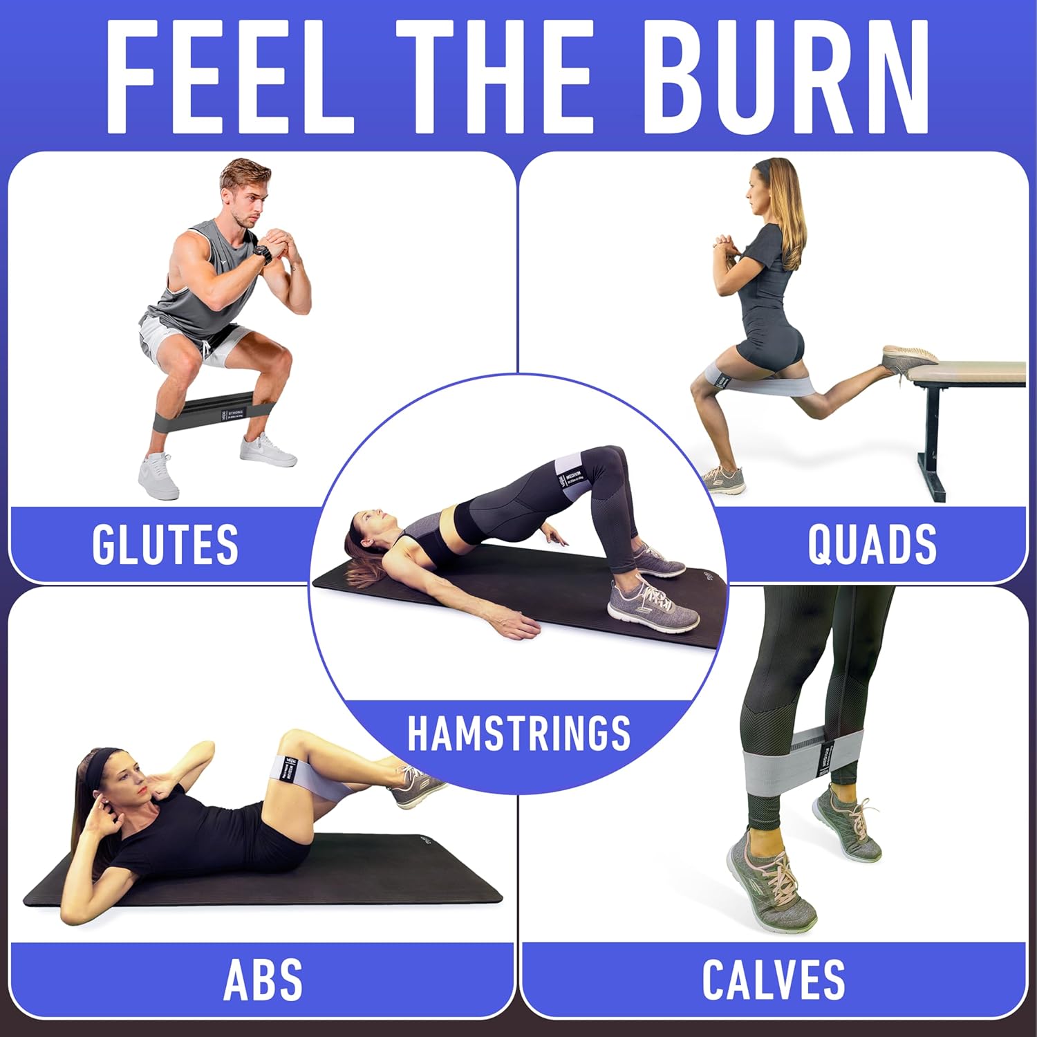 Resistance Bands Set for Working Out with 4 Fabric Elastic Bands
