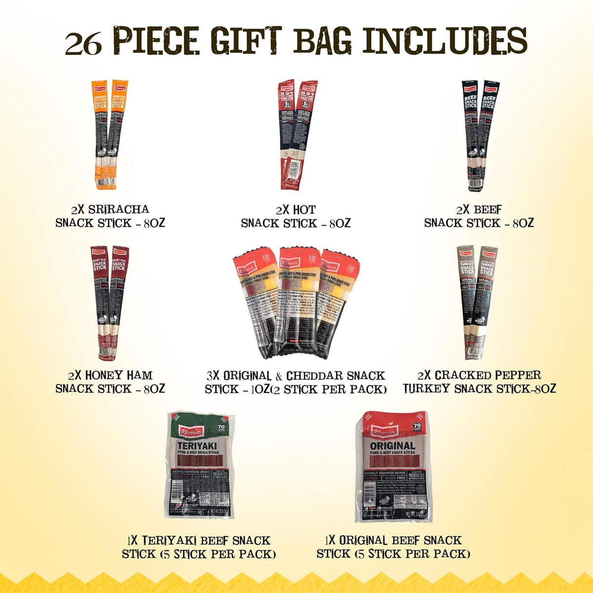 Jerky.com 26pc Meat Sticks Variety Pack | Healthy Snack for Adults | Low Sugar & High Protein | Gluten Free & Keto Meat Sticks | Pork, Turkey, Ham Beef Sticks & Cheese Sticks | Valentines Gifts for Him