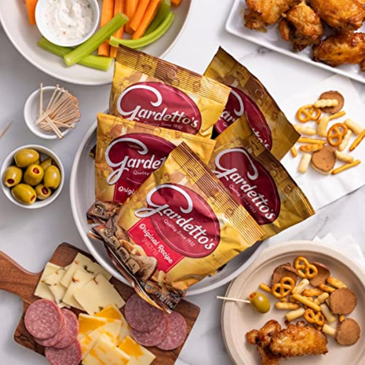 Gardetto's Original Recipe Snack Mix, Crunchy Breadsticks, Pretzels & Roasted Rye Chips, Kosher Snacks Multipack, 10 Single-Serve Bags, Individually Wrapped Party & Family Pack, 17.5 oz Bulk Box