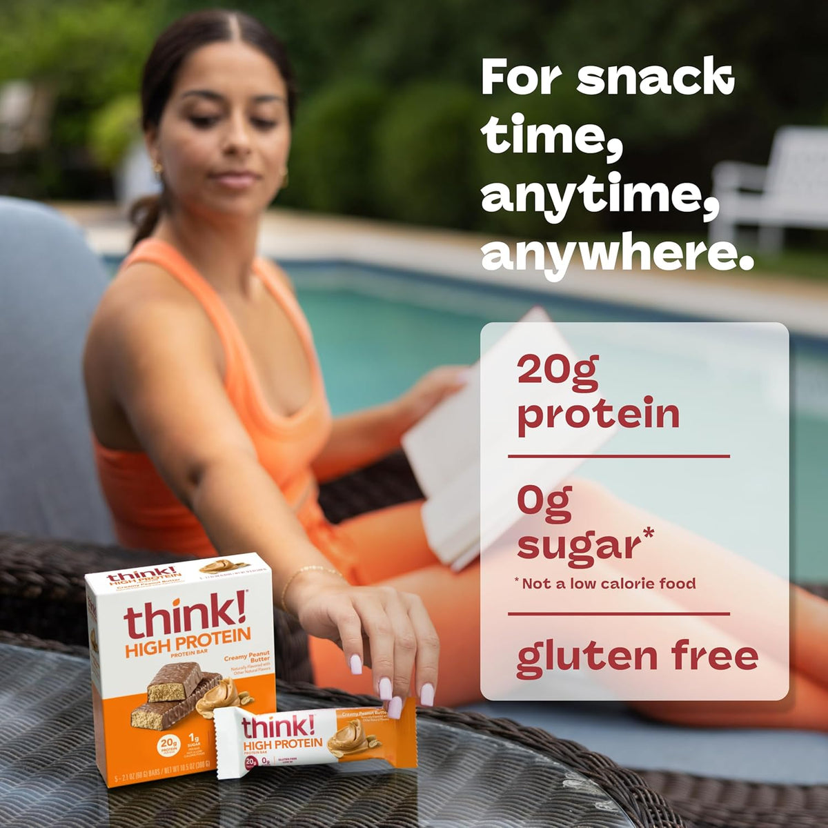 think! Protein Bars, High Protein Snacks, Gluten Free, Kosher Friendly, Creamy Peanut Butter, Nutrition Bars, 2.1 Oz per Bar, 12 Count (Packaging May Vary)