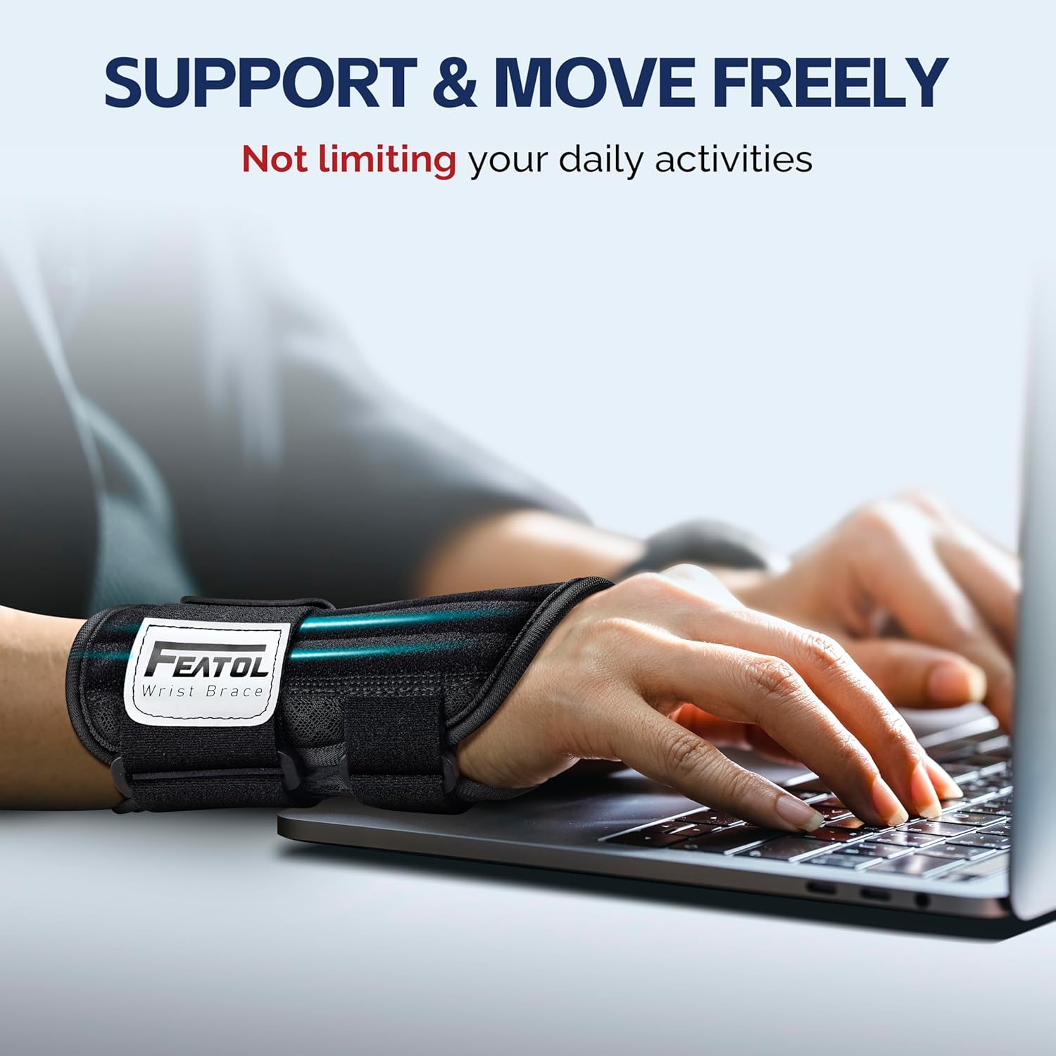 FEATOL Carpal Tunnel Wrist Brace for Women and Men with Wrist Splint