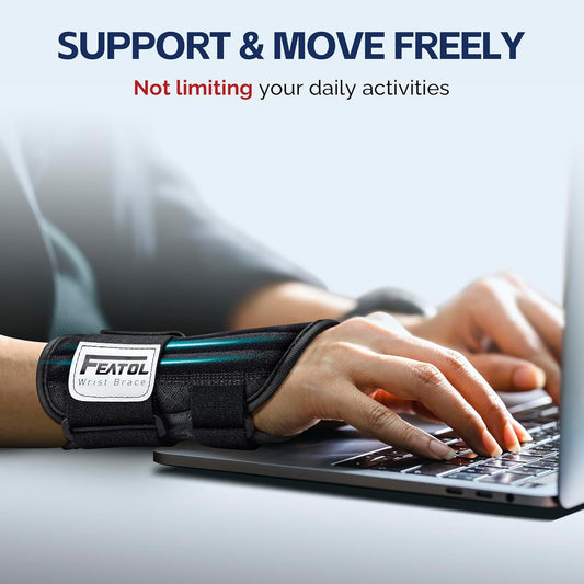 FEATOL Carpal Tunnel Wrist Brace for Women and Men with Wrist Splint