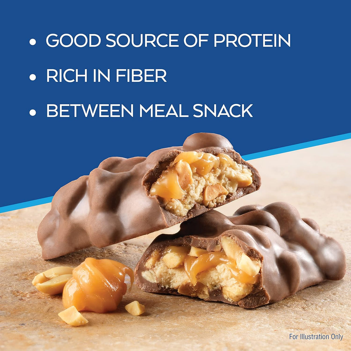 Atkins Caramel Chocolate Nut Roll Snack Bar, Protein Snack , 7g Protein, 2g Sugar, High Fiber Snack, 16 Count