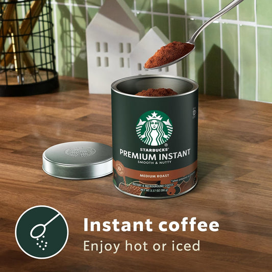 Starbucks Premium Instant Coffee, Medium Roast Coffee, Arabica Beans, Three 3.17 oz Tins