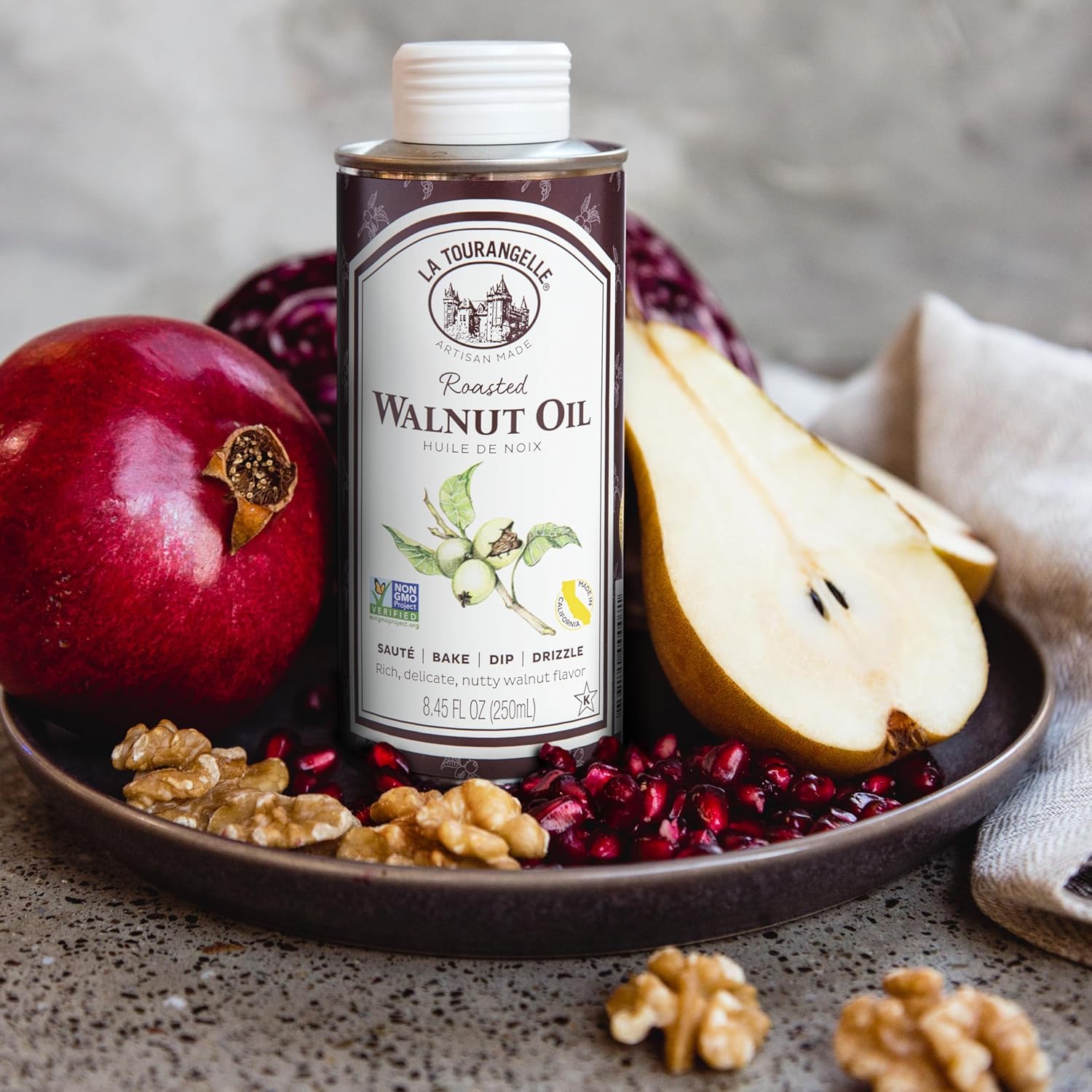 La Tourangelle, Roasted Walnut Oil, Plant-Based Source of Omega-3 Fatty Acid, Cooking, Baking, & Beauty, 16.9 Fl Oz