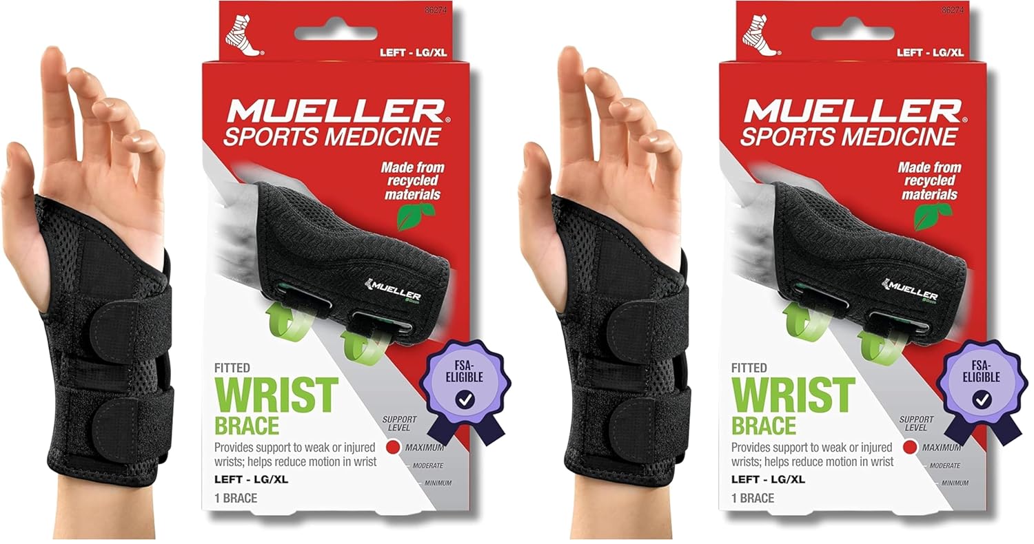 MUELLER Sports Medicine Green Fitted Wrist Brace for Carpal Tunnel Relief