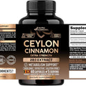 Ceylon Cinnamon Capsules - Extra Strength - 20:1 Extract Supplement