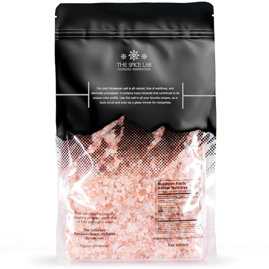 The Spice Lab Pink Himalayan Salt – Coarse Grain, 2.2 lb / 1 Kilo - Himalayan Pink Salt for Grinder Refill – Gourmet Pure Crystal – Kosher & Natural Certified
