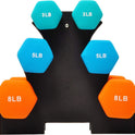 Fitvids Neoprene Dumbbell Hand Weights Set with Rack: 3/5/8 Pounds