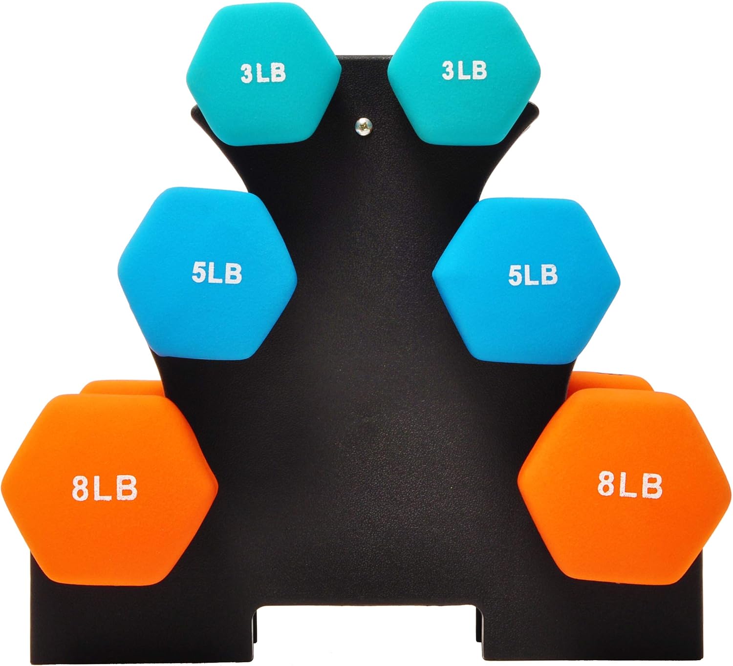 Fitvids Neoprene Dumbbell Hand Weights Set with Rack: 3/5/8 Pounds