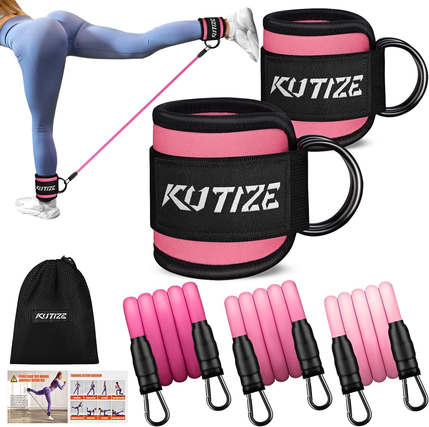 KUTIZE Adjustable Ankle Resistance Bands for Full-Body Workouts