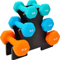 Fitvids Neoprene Dumbbell Hand Weights Set with Rack: 3/5/8 Pounds