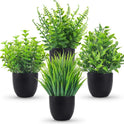 Der Rose Fake Plants 4 Packs Artificial Plants Small Faux Plants Black Bathroom Accessories for Halloween Bathroom Home Kitchen Coffee Table Office Desk Decor Indoor