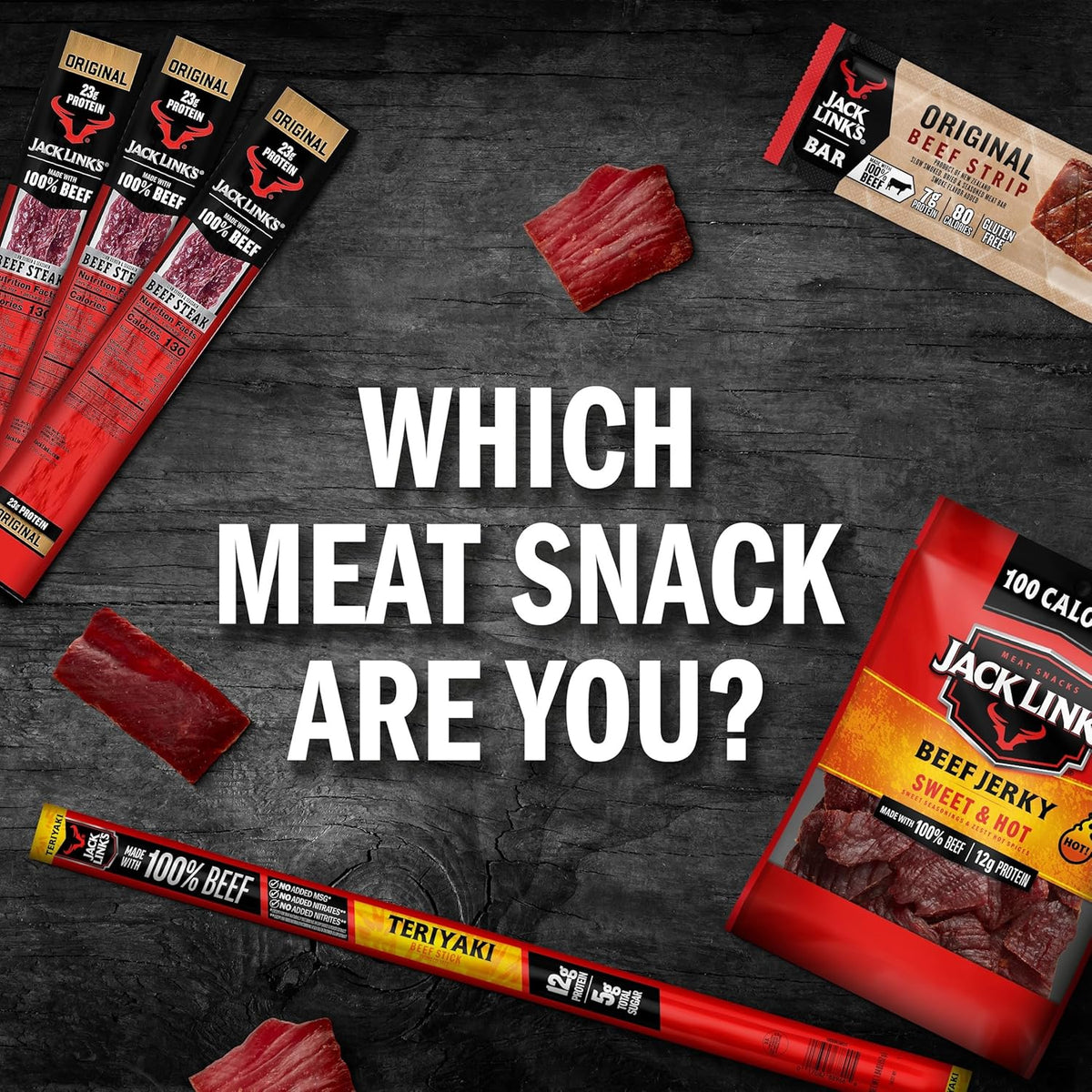 Jack Link's Original Zero Sugar Beef Sticks - (20 Pack) 0.92 oz Meat Sticks - Ready to Eat Protein Snacks - 5g Protein per Serving - Made with 100% Real Beef