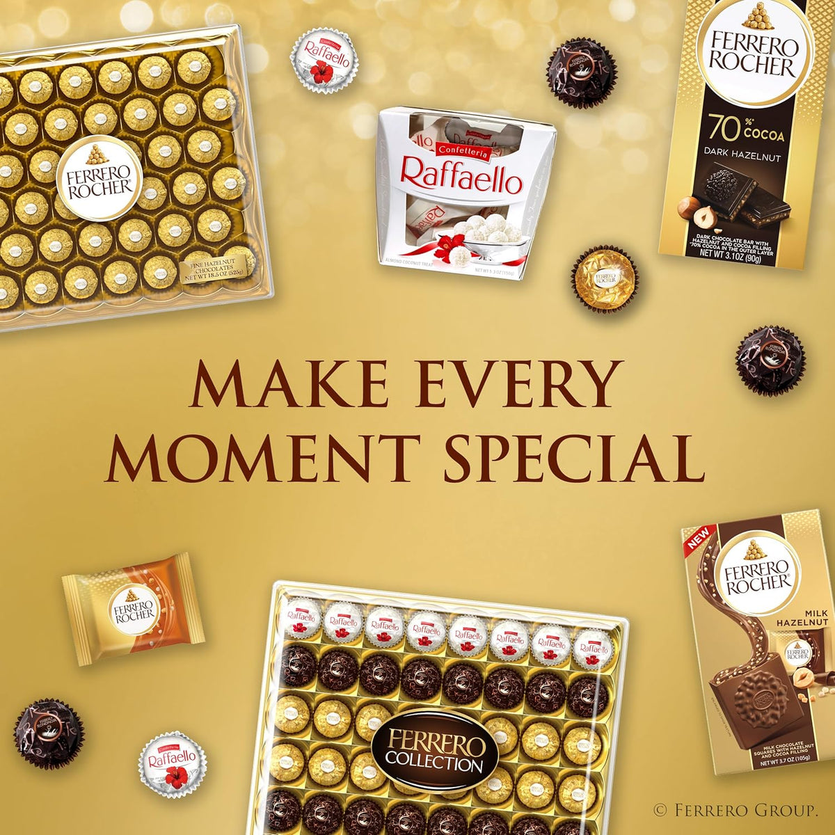 Ferrero Rocher Gourmet Hazelnut Milk Chocolate Gift Box, 12 Individually Wrapped Chocolates, 5.3 oz