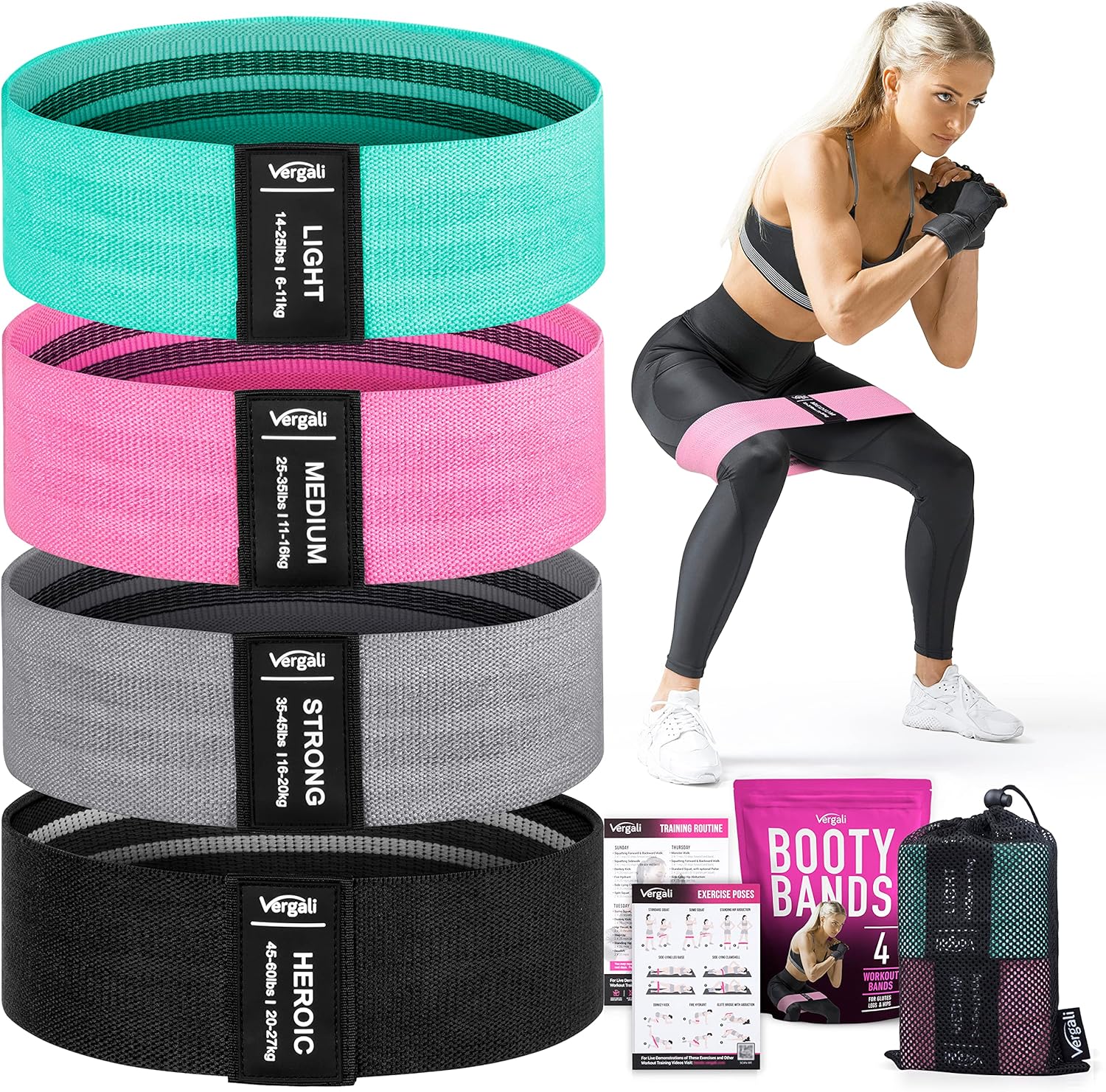 Resistance Bands Set for Working Out with 4 Fabric Elastic Bands