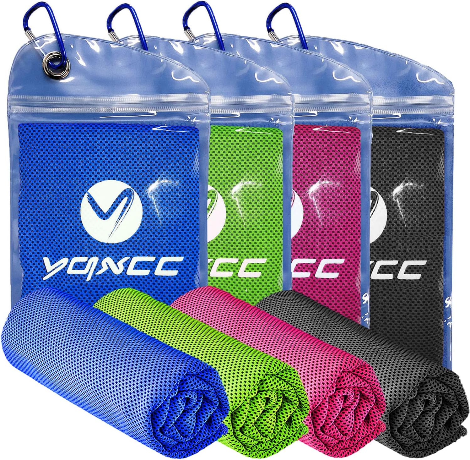 YQXCC Cooling Towels | 4 Pack 47"x12" | Instant Chilling for Workout, Sports & More