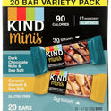 KIND Minis Snack Bars, Dark Chocolate Nuts & Sea Salt and Caramel Almond & Sea Salt, 3g Sugar, Gluten Free Bars, Variety Pack, 0.7 OZ, (20 Count)