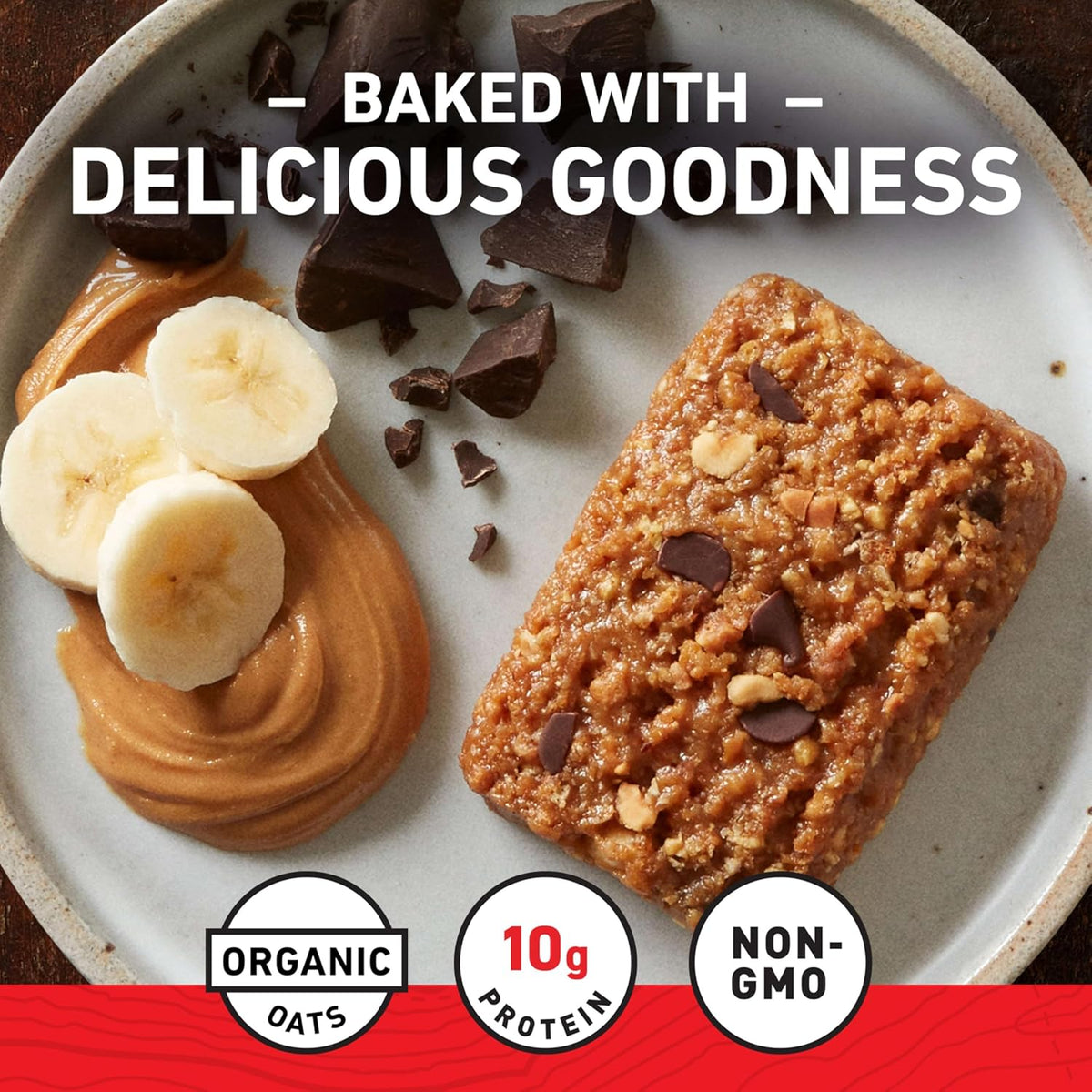 CLIF BAR - Energy Protein Bars - Peanut Butter Banana with Dark Chocolate - Made with Organic Oats - Energy Bars - Non-GMO - (10 Pack)