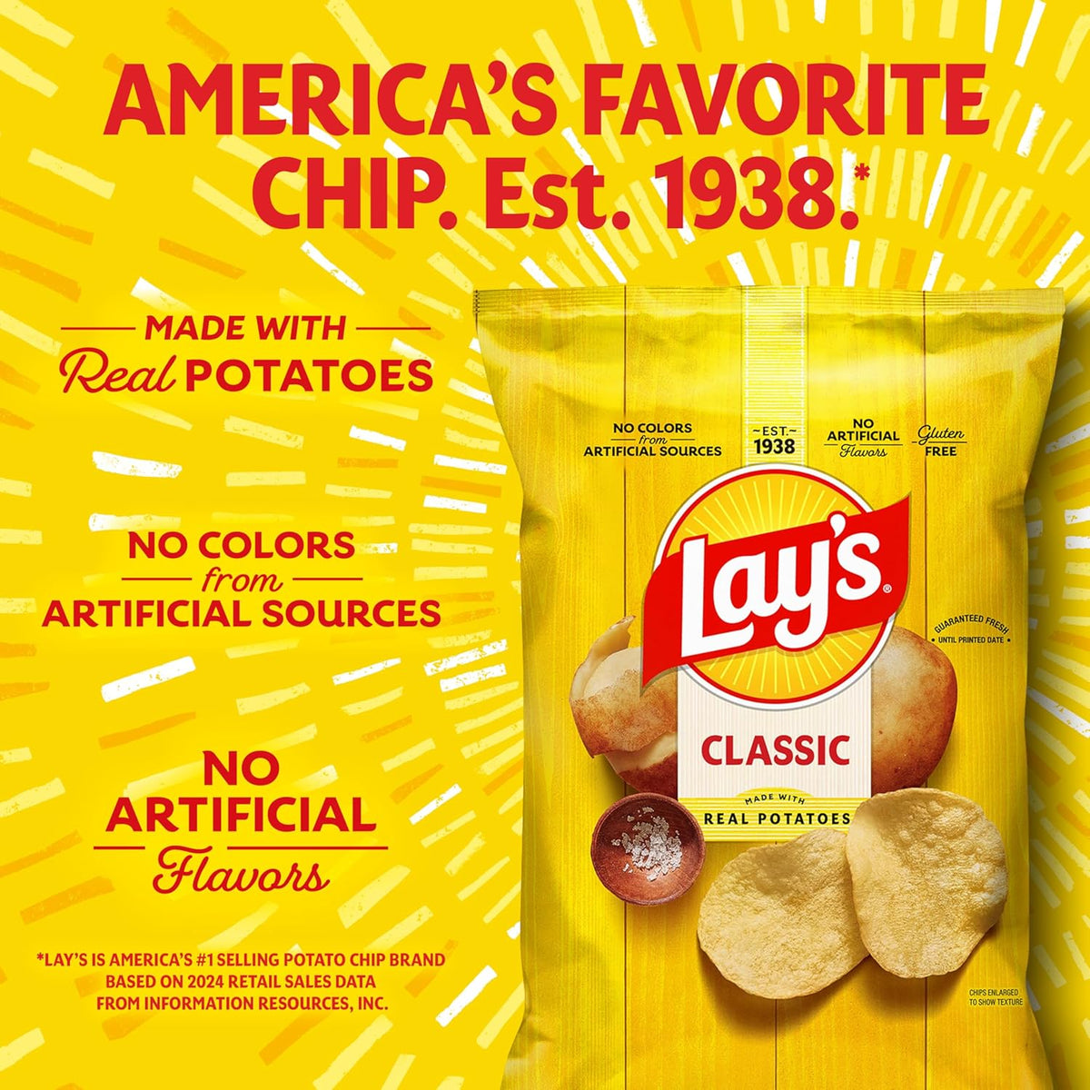 Lay's Potato Chips, Classic, 1 Ounce (Pack of 40)
