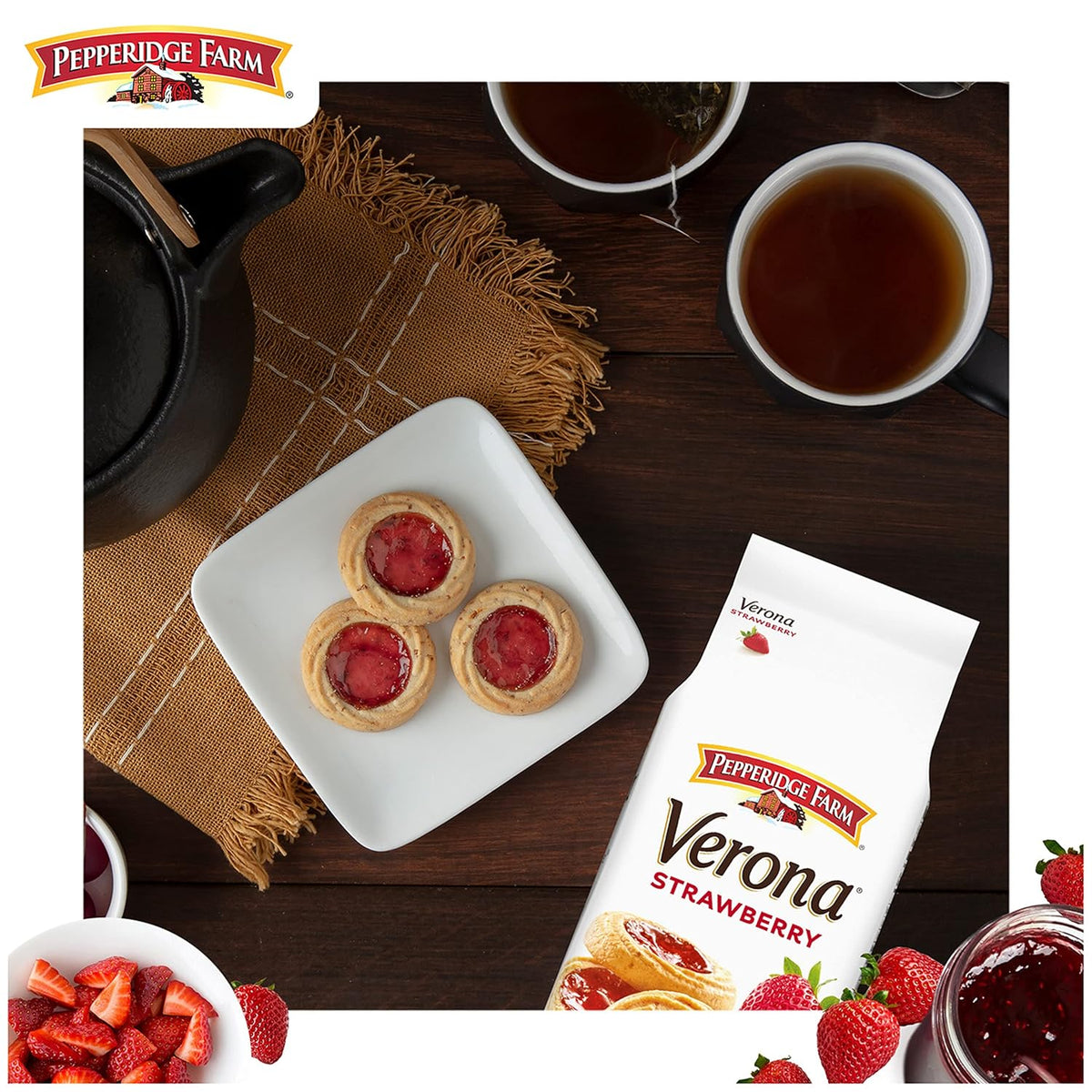 Pepperidge Farm Verona Strawberry Thumbprint Cookies, 6.75 OZ Bag (18 Cookies)