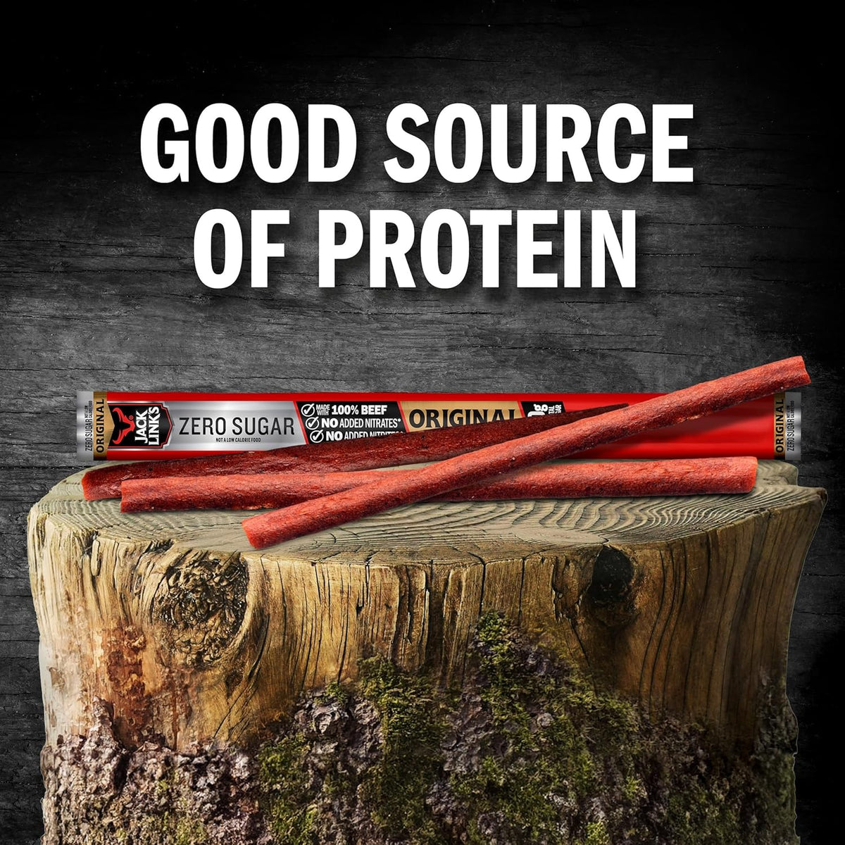 Jack Link's Original Zero Sugar Beef Sticks - (20 Pack) 0.92 oz Meat Sticks - Ready to Eat Protein Snacks - 5g Protein per Serving - Made with 100% Real Beef
